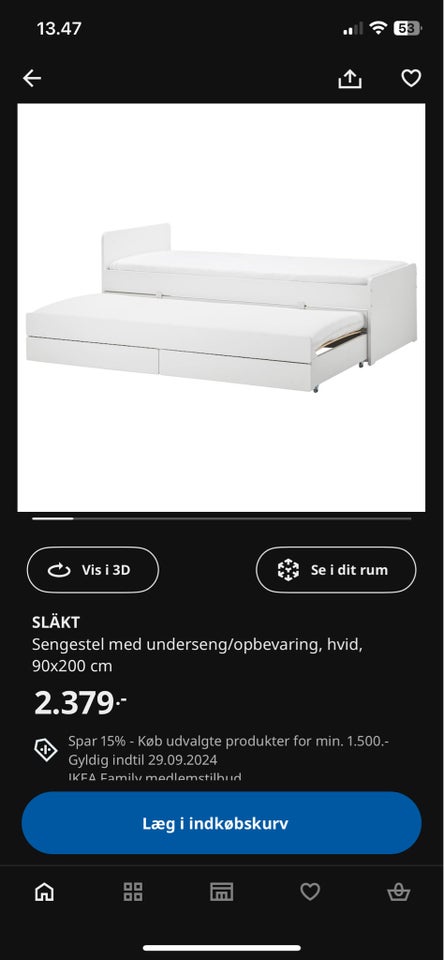 Enkeltseng, Släkt (IKEA), b: 90 l: