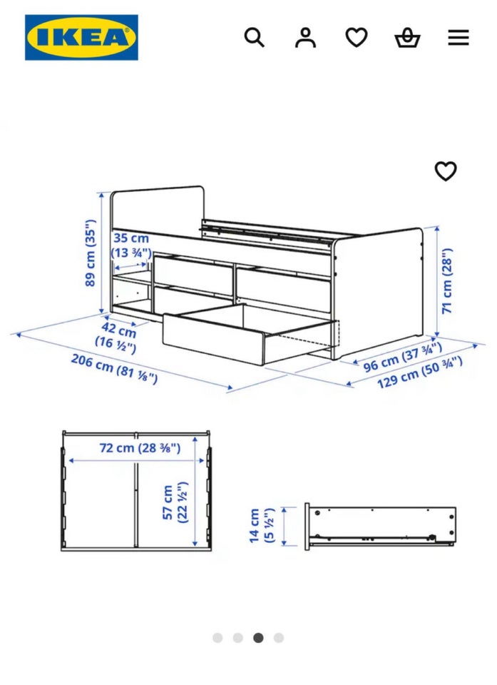 Enkeltseng, IKEA, b: 96 l: 206 h: 71