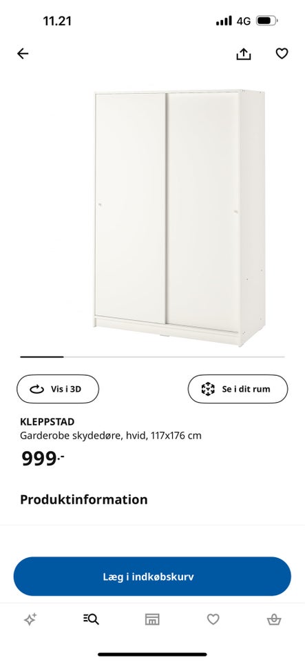 Garderobeskab Ikea b: 114 d: 49 h: