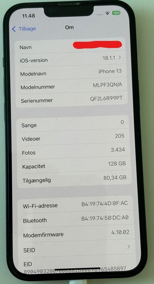 iPhone 13, 128 GB, sort