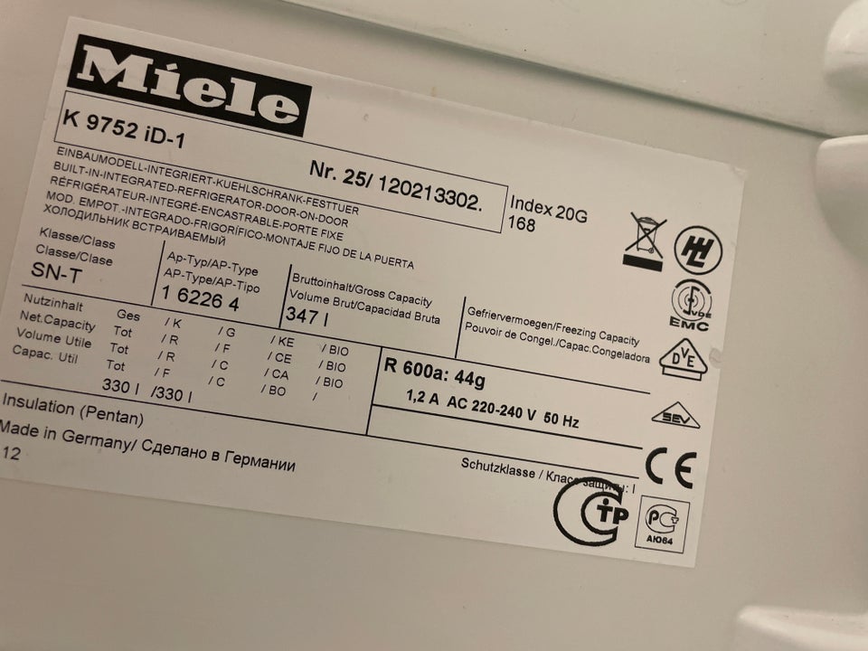 Køle/svaleskab, Miele K9752 ID-1,