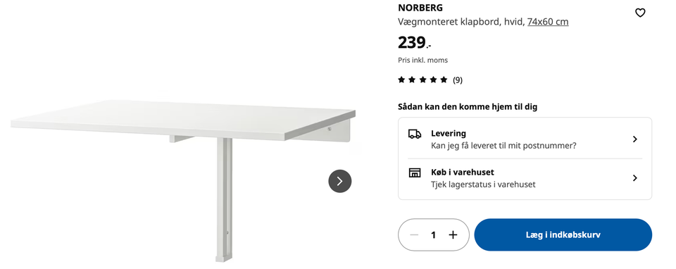 Skrive-/computerbord, IKEA, b: 74