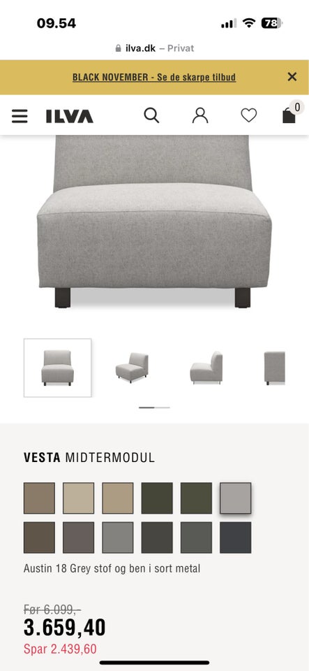 Sofa, stof, Vesta