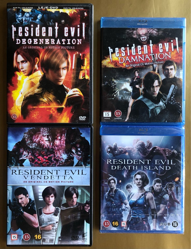 RESIDENT EVIL CGI x4 BLU-RAY DVD,