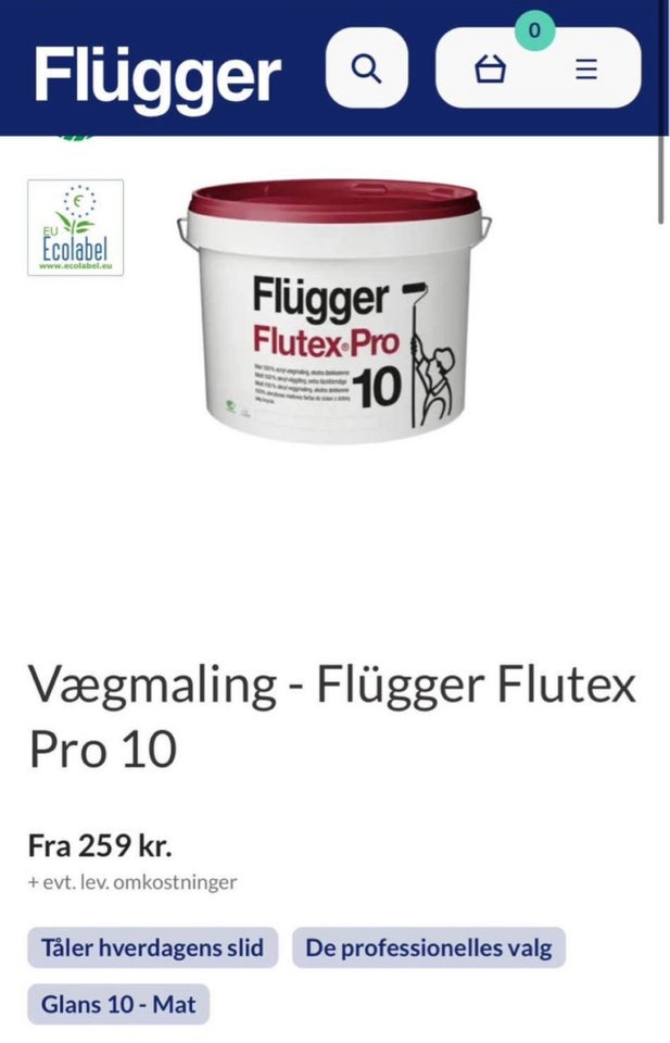 Vægmaling, Flügger, 9 liter