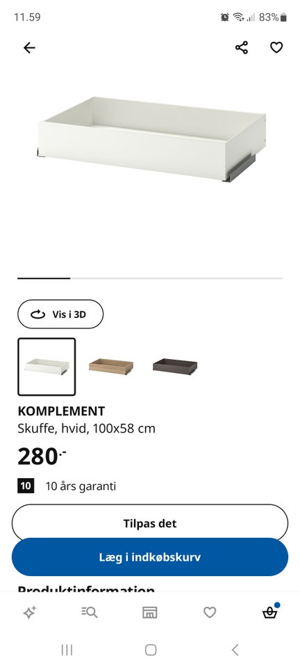 Skuffe til garderobeskab, Pax Ikea