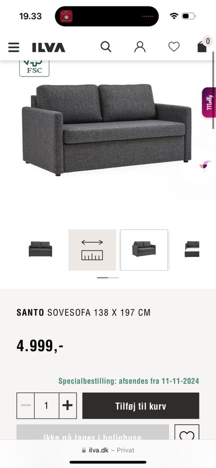 Sovesofa Ilva - Santo sovesofa b: