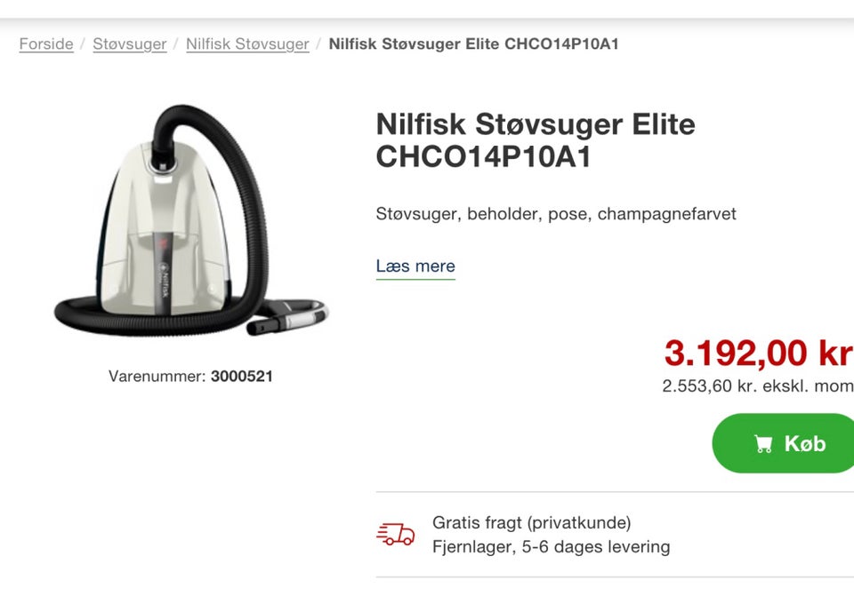 Støvsuger, Nilfisk Elite , 650 watt