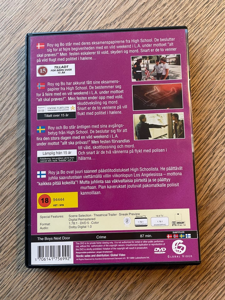 The Boys Next Door, DVD, drama