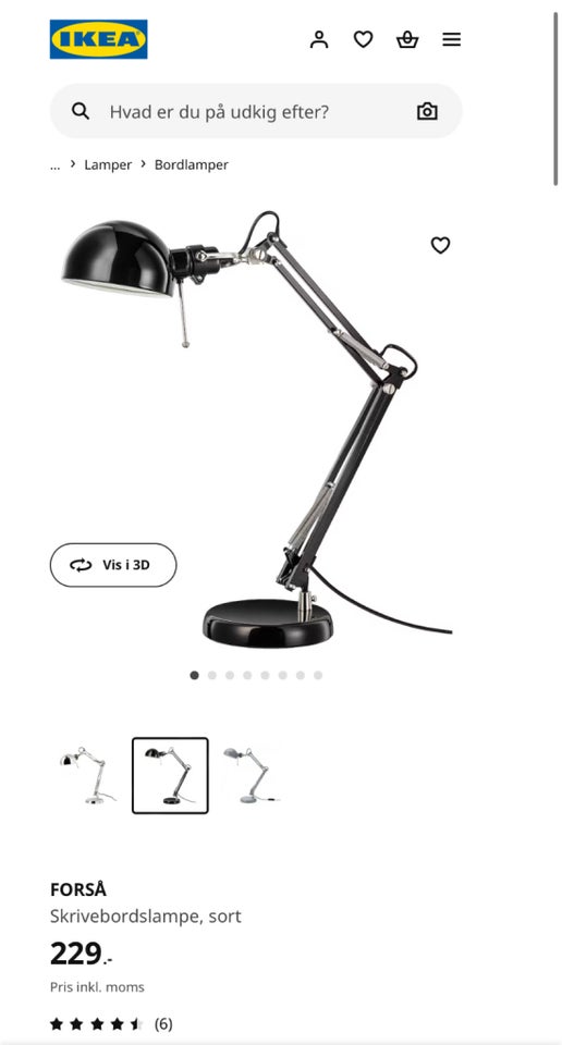 Skrivebordslampe, Ikea