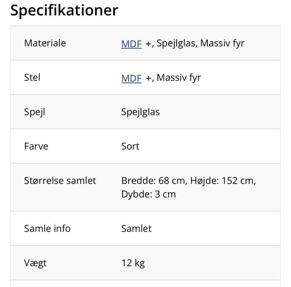 Entrespejl, b: 68 h: 152