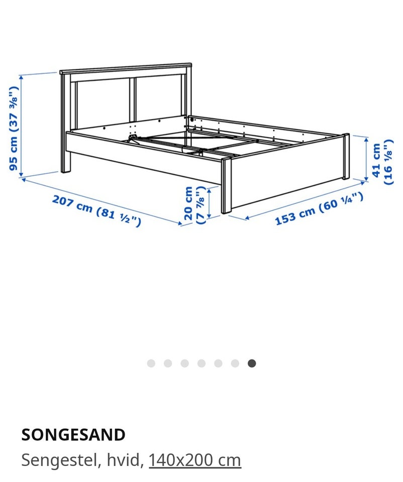 Ikea seng i hvid m lamelbun...