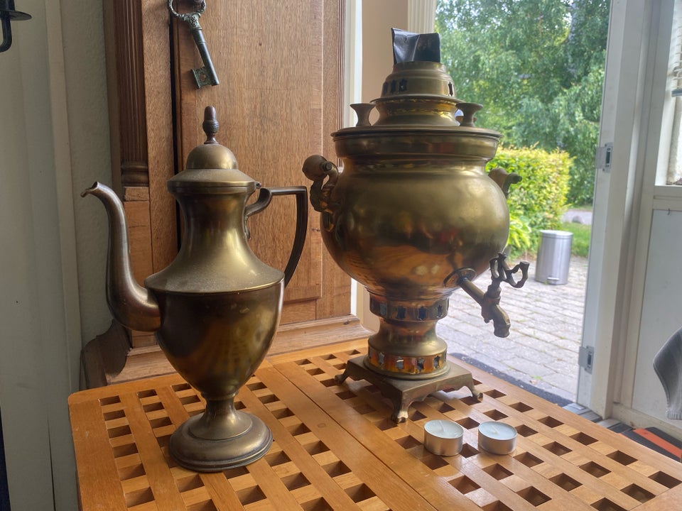 Samovar og kaffekande Messing