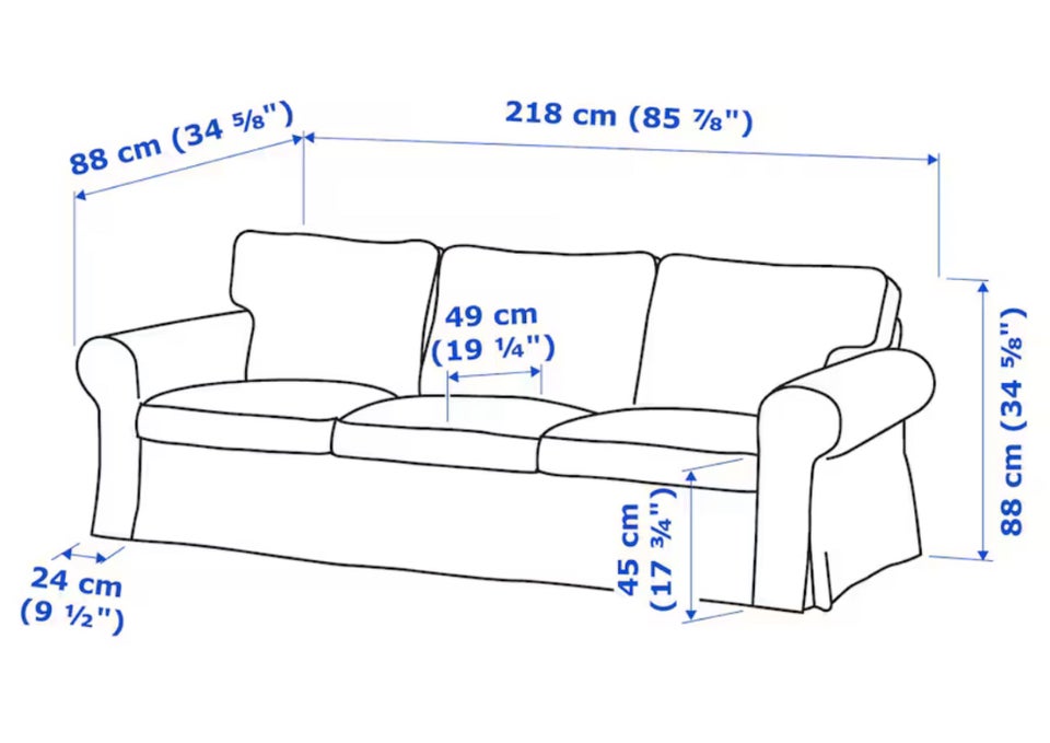 Sofa, bomuld, 3 pers.