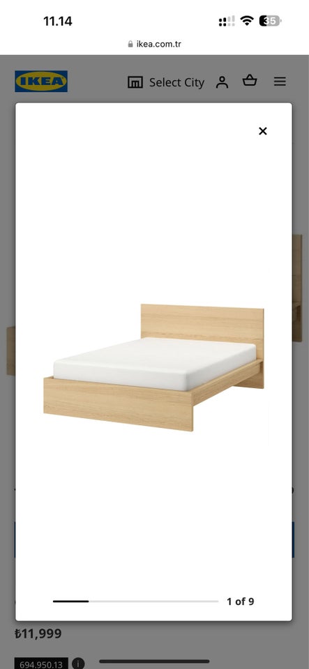 Dobbeltseng, Ikea, b: 180 l: 200 h: