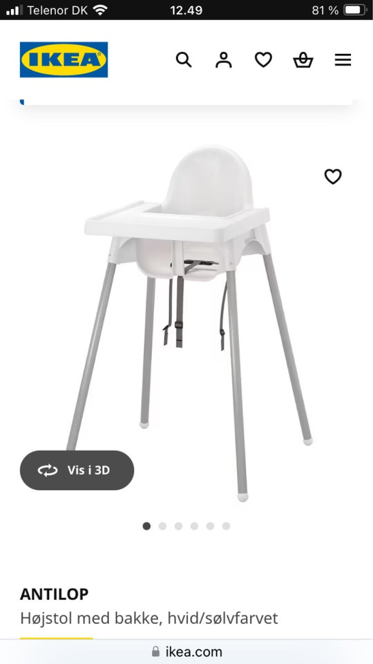 Højstol, Højstol med bakke, Ikea