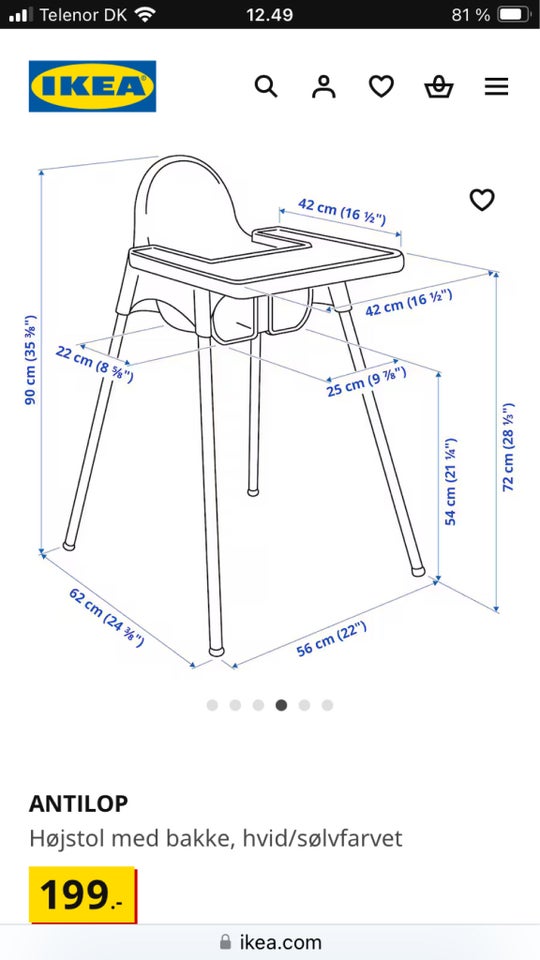 Højstol, Højstol med bakke, Ikea