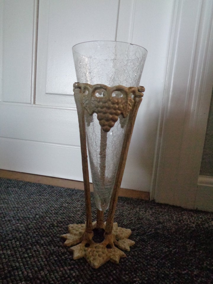 Glas Vase i metalstativ