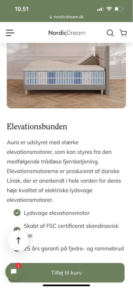 Elevationsseng, Nordic Dream , b: