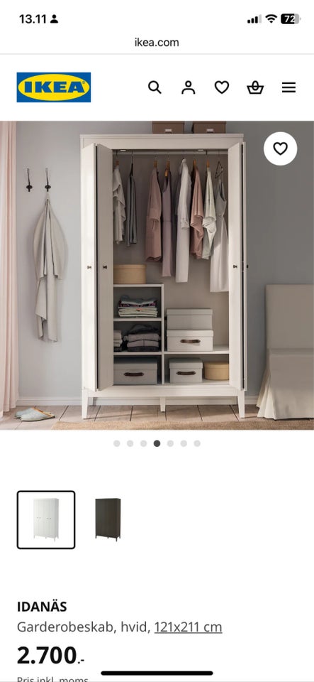 Garderobeskab IKEA b: 121 d: 57 h: