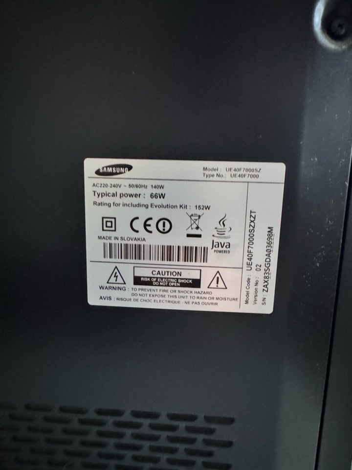 andet, Samsung, UE40F7000SZ 40’’