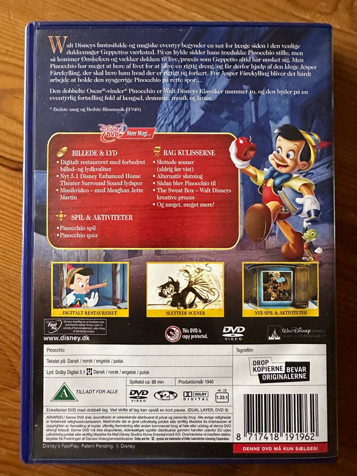 Pinocchio , DVD, tegnefilm