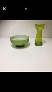 Glas Gl grøn hyacintvase samt grøn