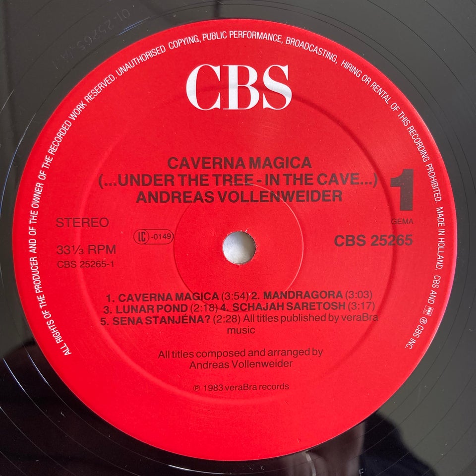 LP, Andreas Vollenweider, Caverna