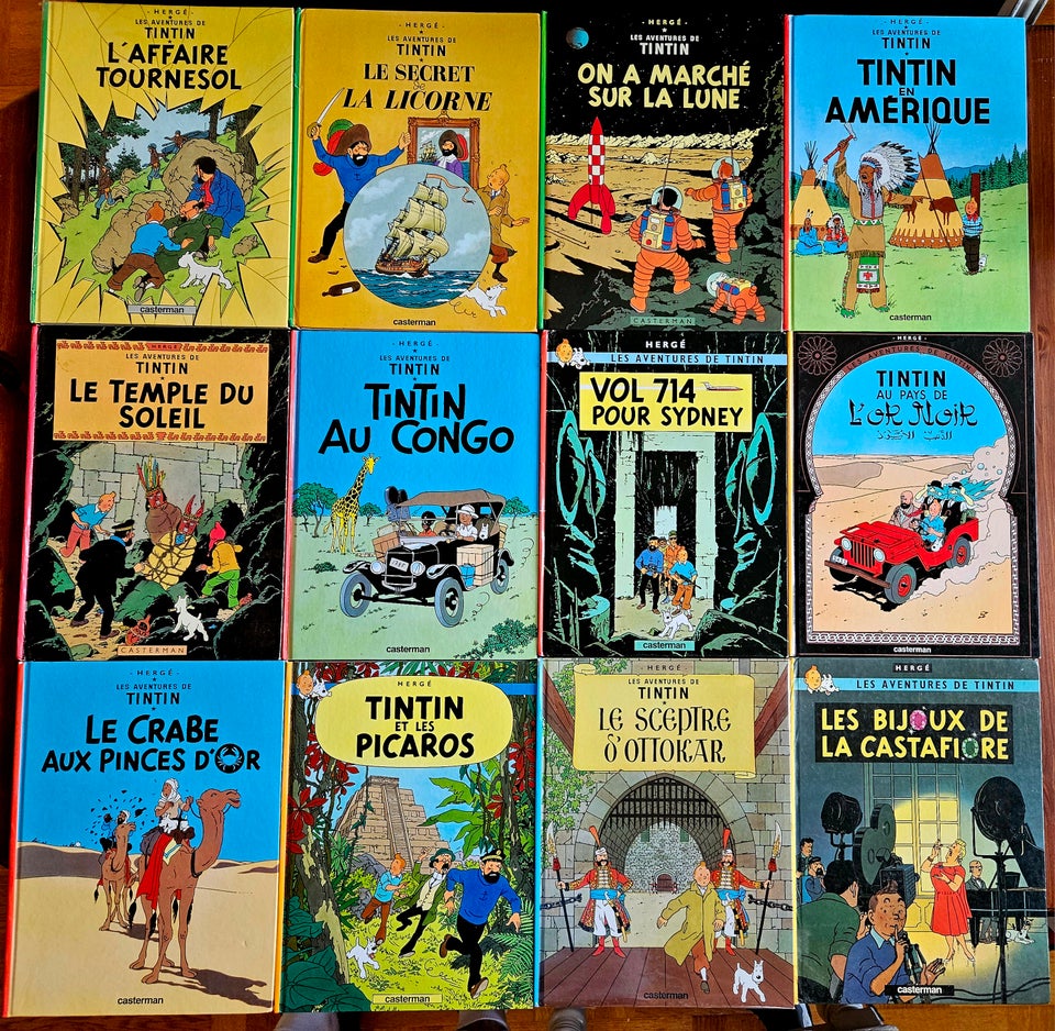 12 x Tintin, Original fransk,