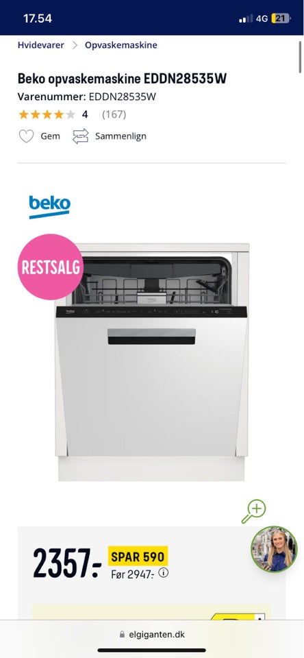 Beko EDDN28535W opvaskemaskine,