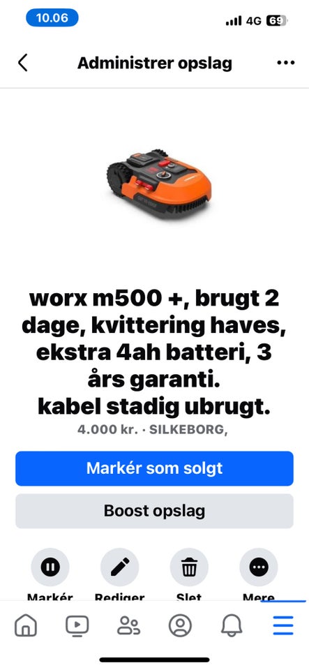 Robotplæneklipper, worx m500 +