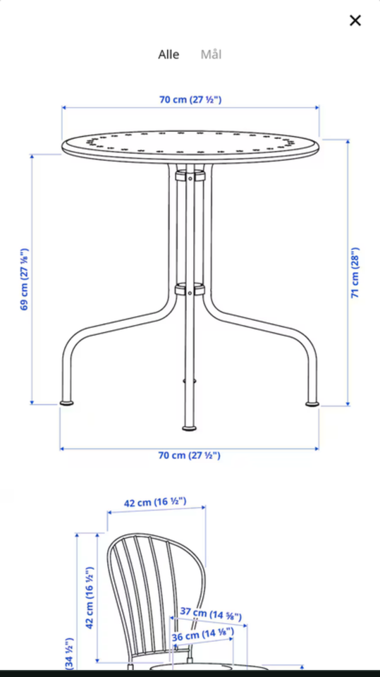 Cafebord IKEA Stål