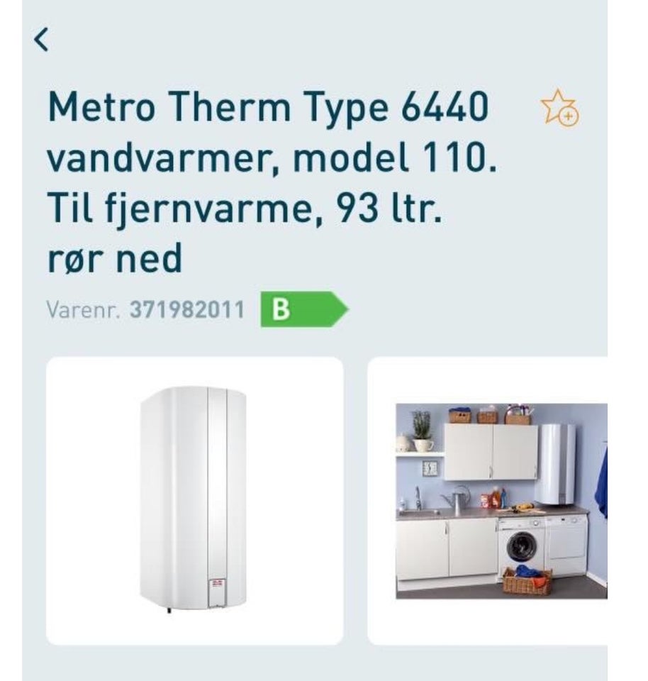 Varmtvandsbeholder Metro therm