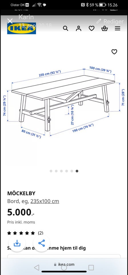 Spisebord, Eg, Ikea