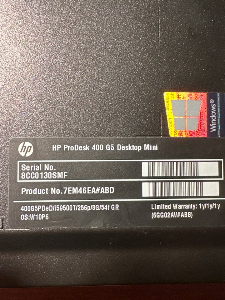 HP, ProDesk 400 G5, i5-9500T 2.2 GHz