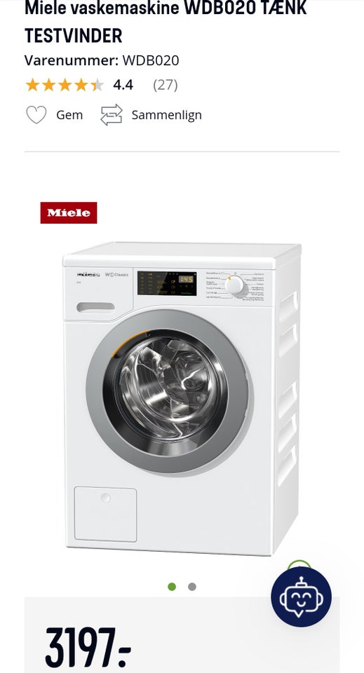 Miele vaskemaskine Wdb020