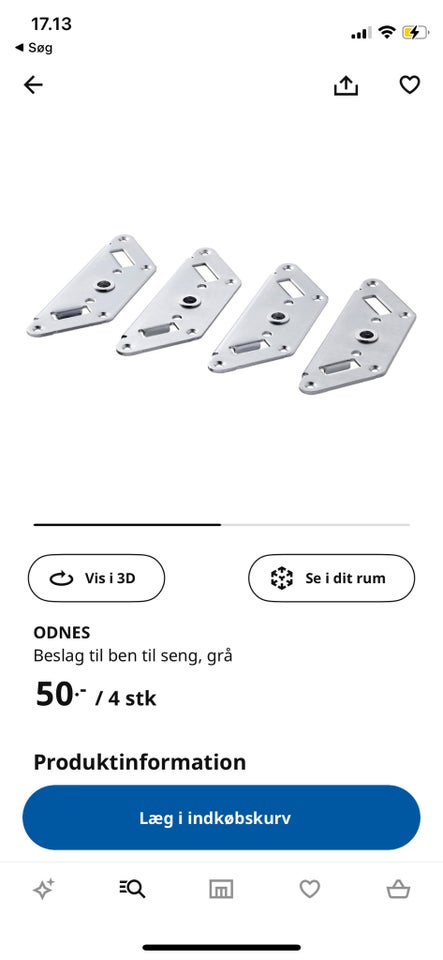 Ikea ordnes beslag til ben til seng