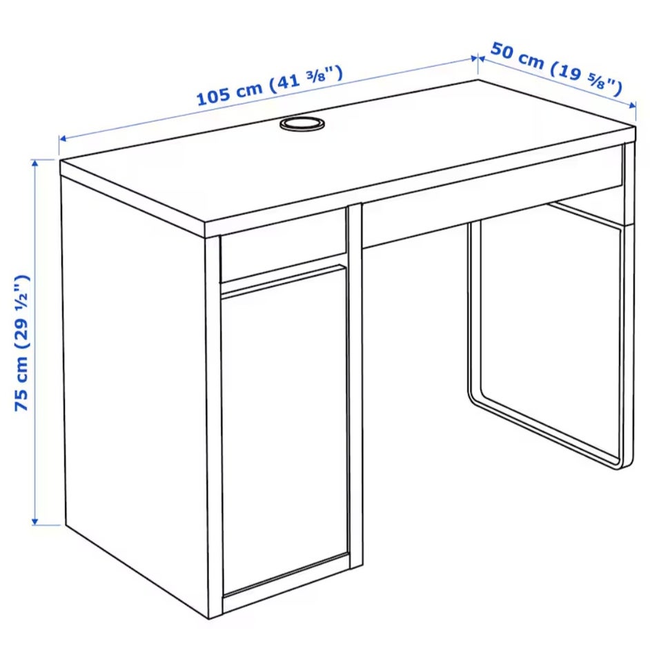 Skrivebord, Ikea, b: 105 d: 50 h: 75