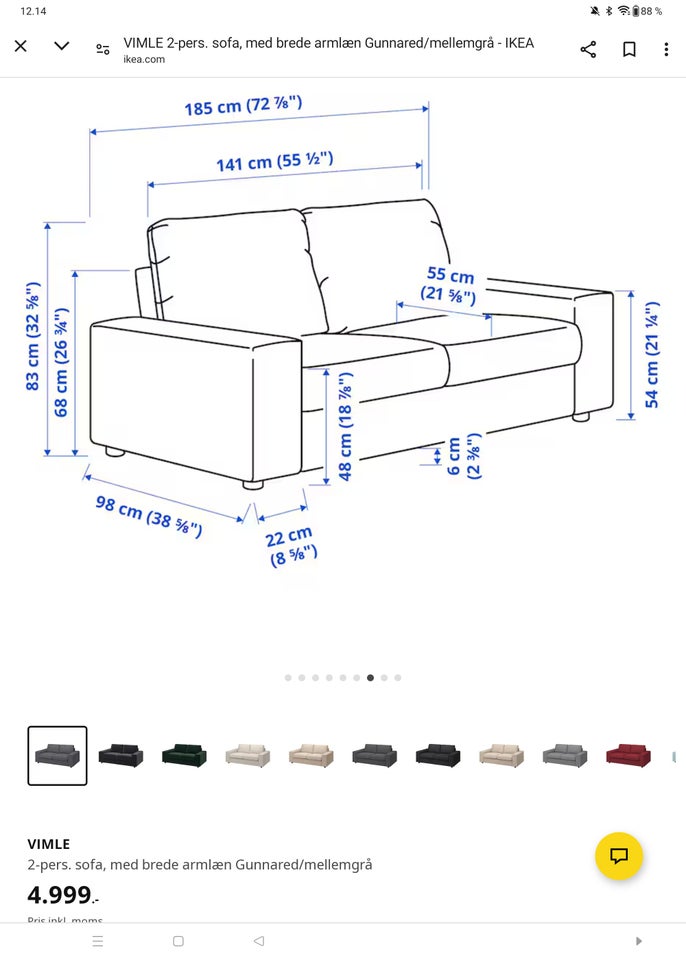 Sofa stof 2 pers