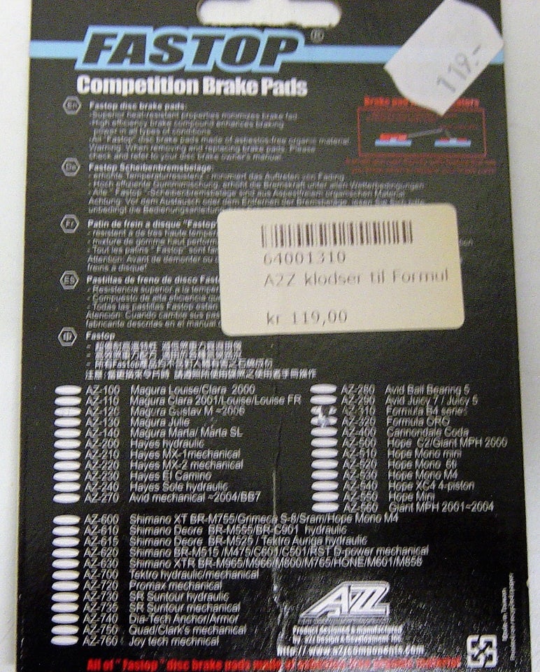 Bremseklodser, Disc brake pads