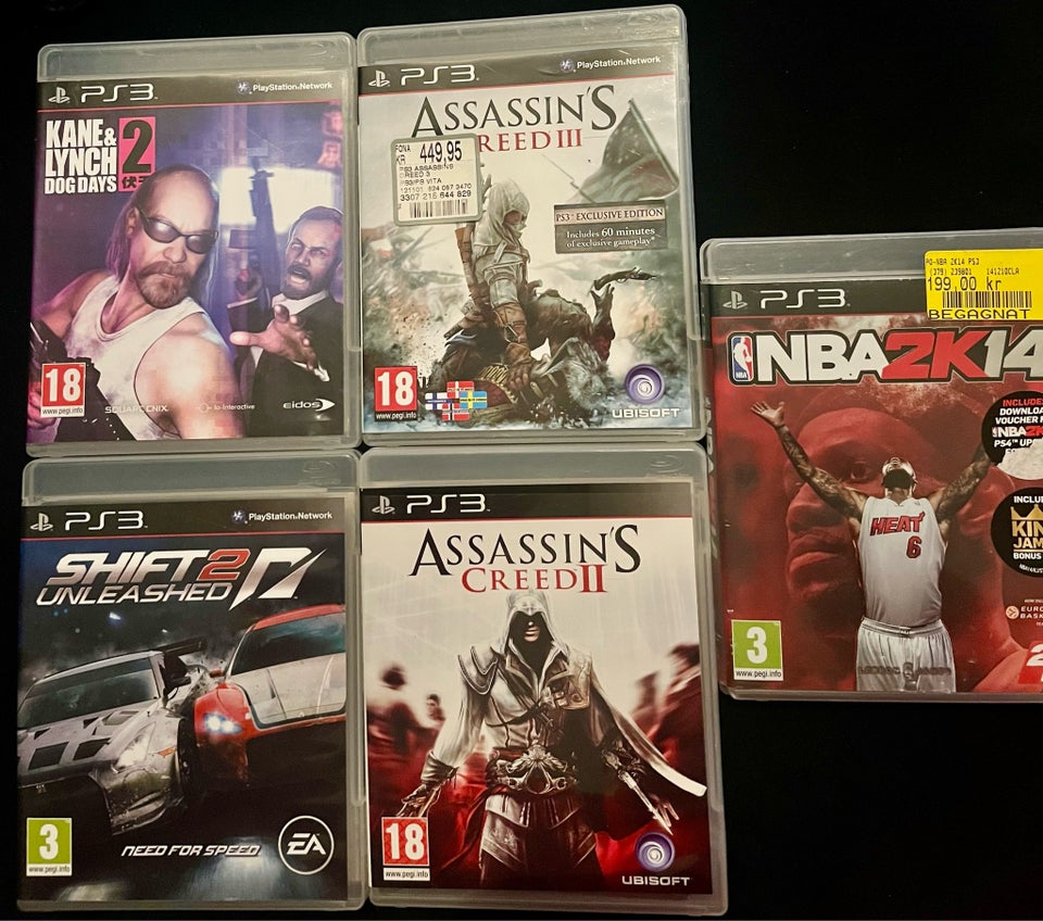 5 titler 130 kr nfs assassins Creed