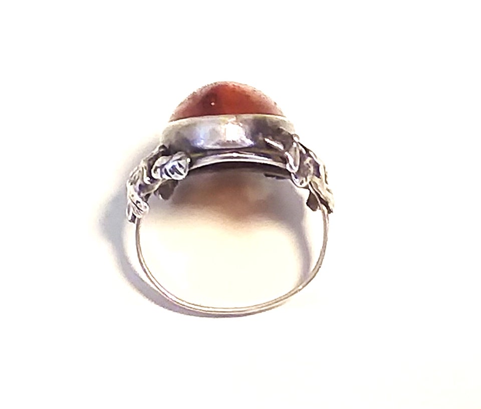 Ring, sølv, rav S925