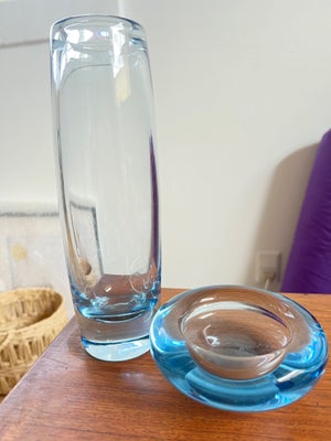 Glas Vase og skål/askebæger