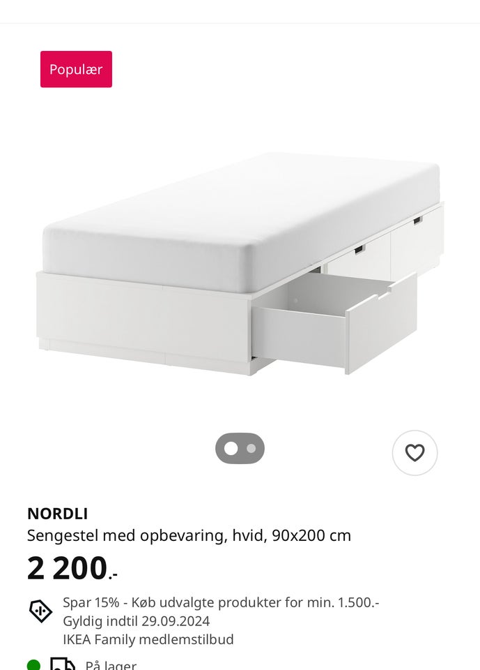 Nordli sengestel med opbeva