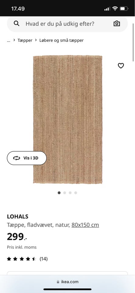 Løber, Jute, b: 150 l: 80