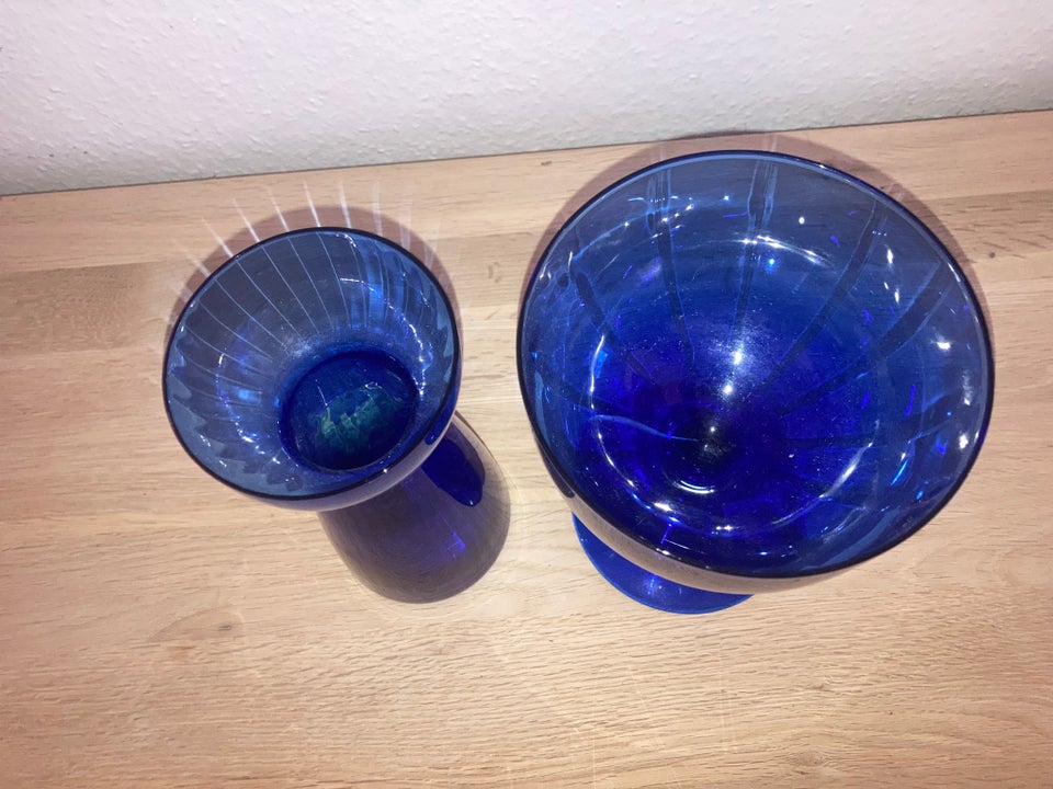 Glas Vase og skål med fod