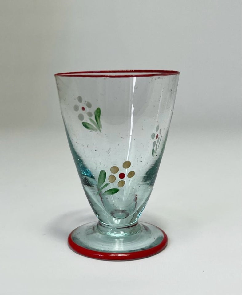 Glas 4 emalje bemalet vintageglas