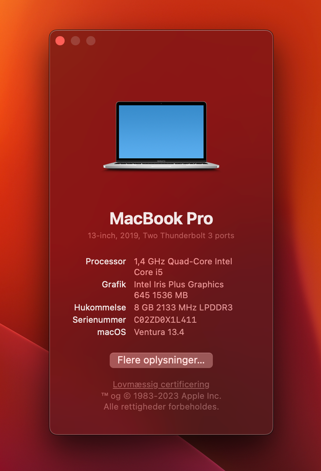 MacBook Pro, 13-inch, 1,4 GHz