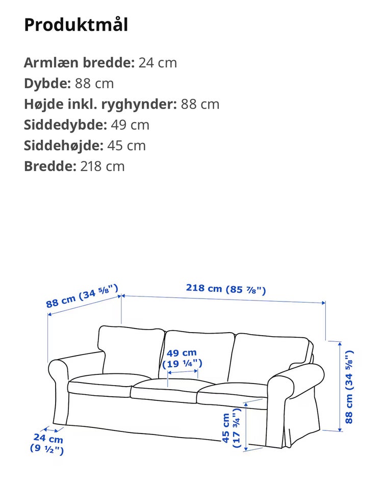 Sofa, stof, 3 pers.