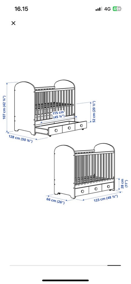 Tremmeseng IKEA  b: 128 l: 115